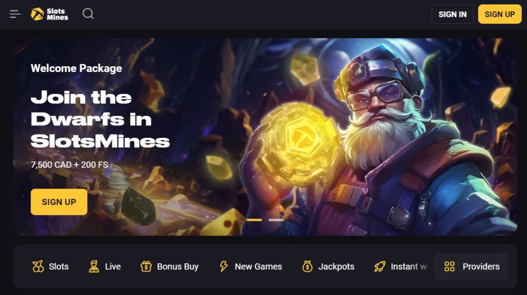 Slots Mines Casino Interface