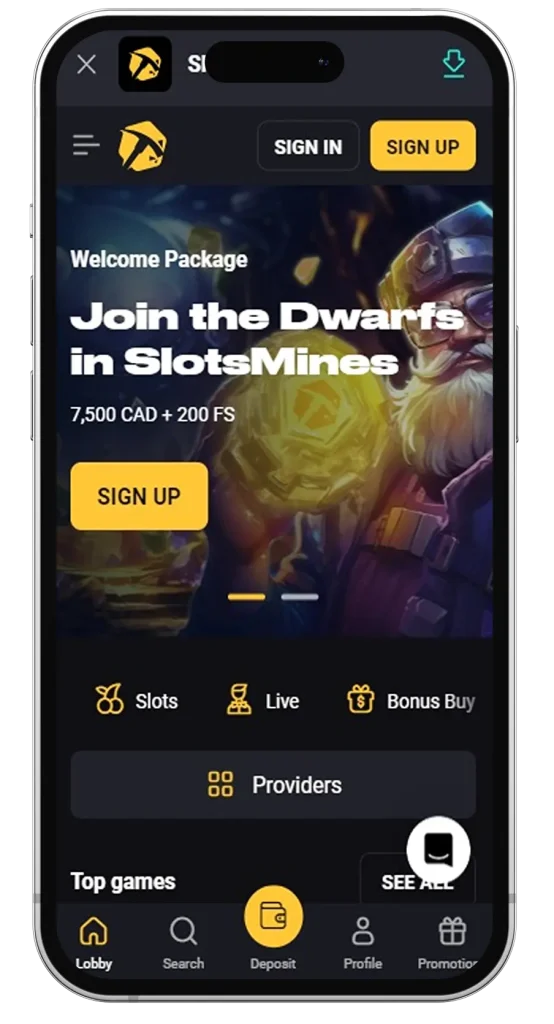 Slots Mines Casino Mobile app
